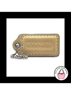 2" Medium COACH Yellow Patent Leather Nickel Key Fob Bag Charm Keychain Hang Tag